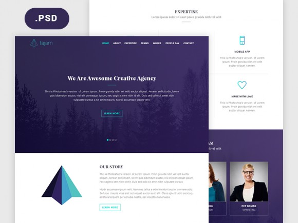 Tajam: PSD website template for agencies