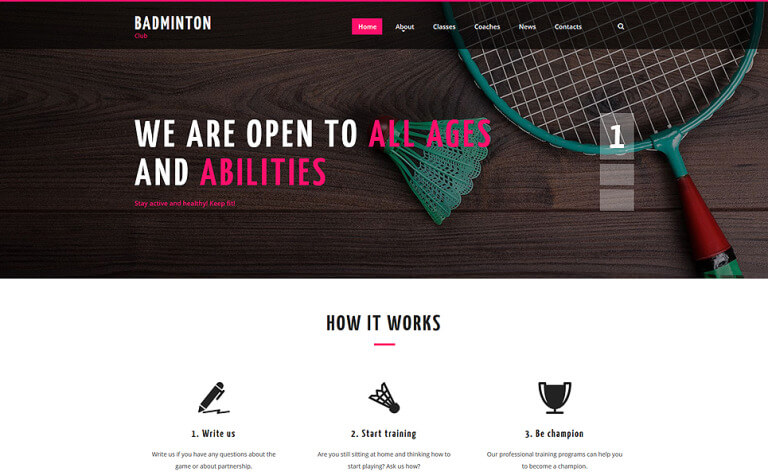 Badminton Club Sports HTML Website Template