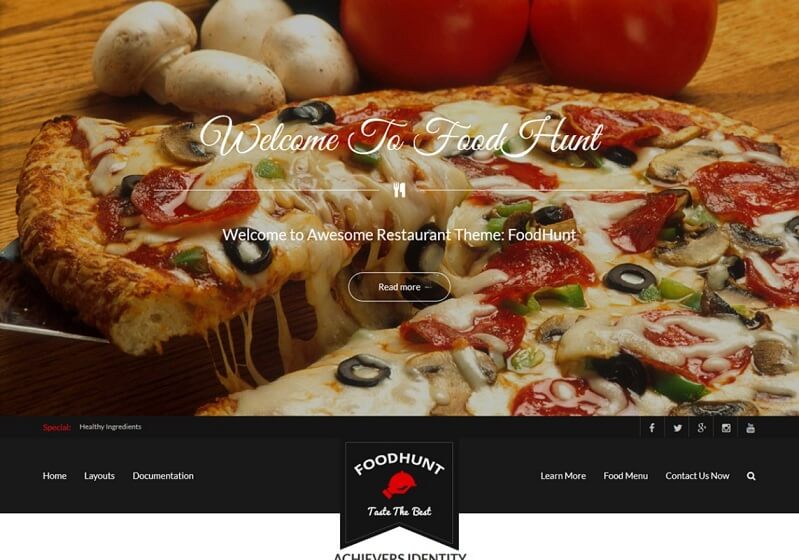 FoodHunt: Restaurant Menu WordPress Theme