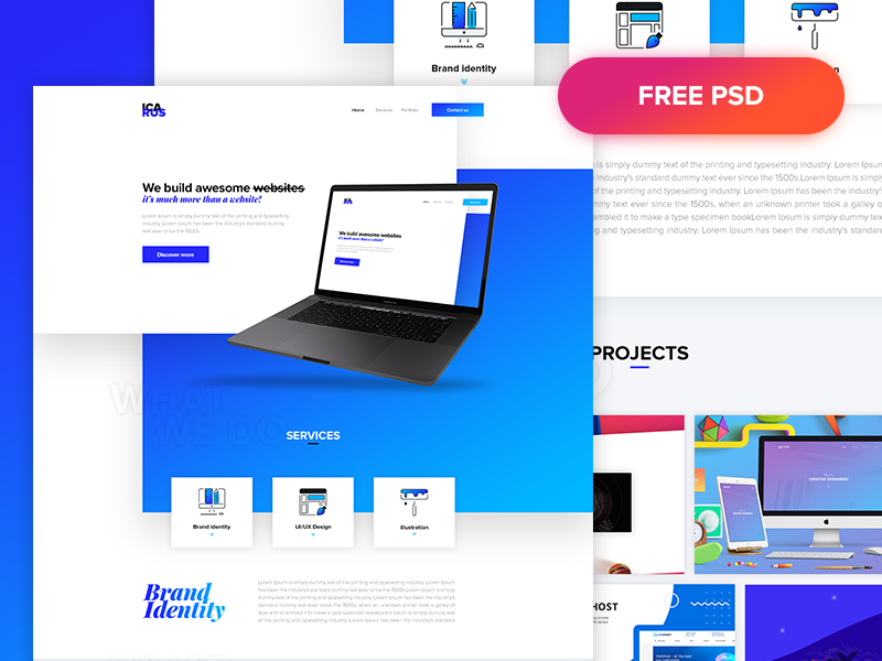 Icarus – Agency One Page Web Template PSD