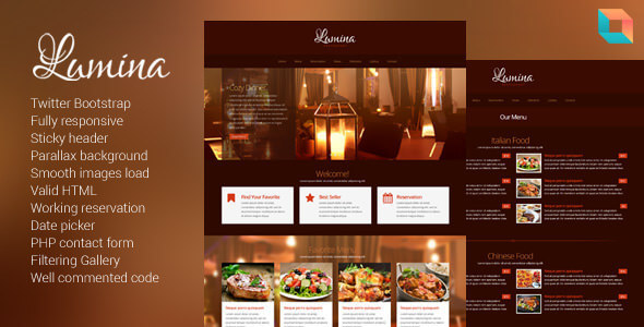 Lumina Food Restaurant HTML Website Template