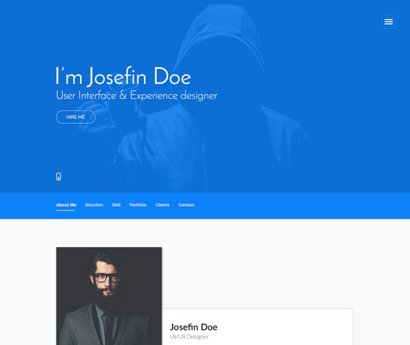 One Page Portfolio Web Template PSD