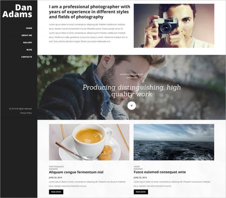 Photography Online Portfolio WordPress Theme