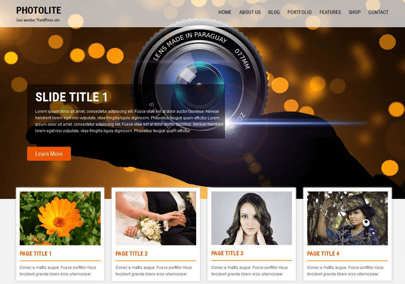 Photolite: Free Photography WordPress Themes