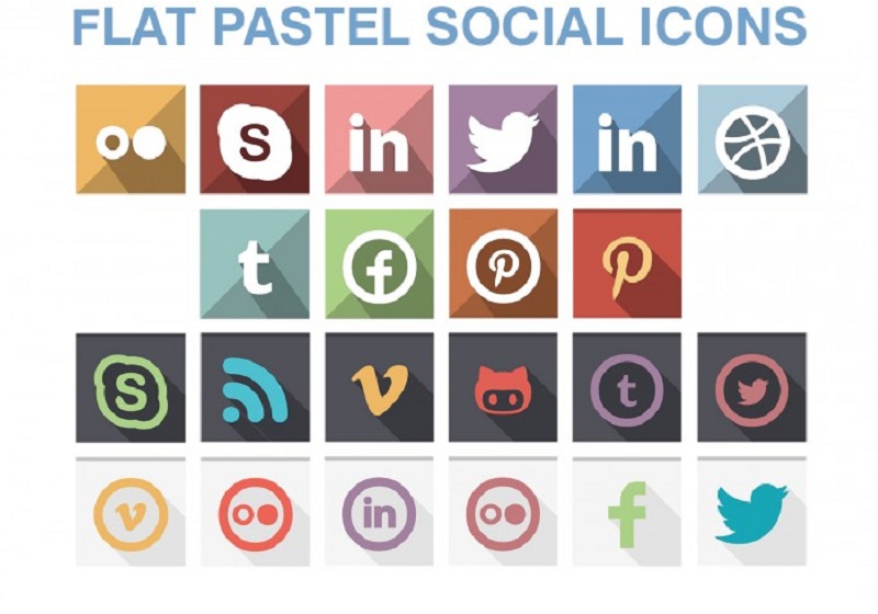 Flat Pastel Social Icons