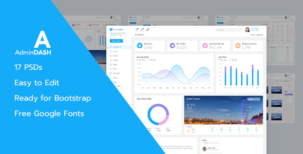 AdminDash Popular PSD Website Template
