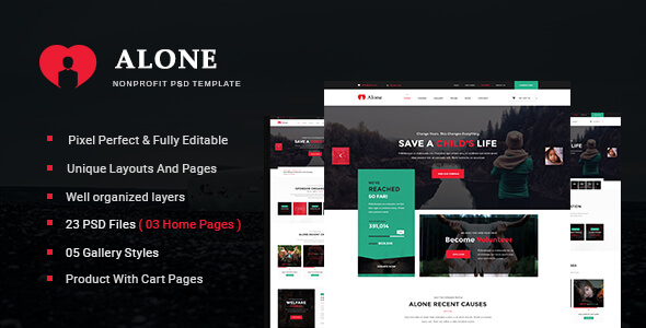 Alone Non Profit PSD Website Template