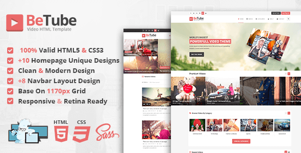 Betube Video Entertainment HTML Website Template