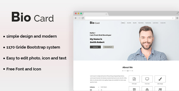 Biocard Resume PSD Website Template