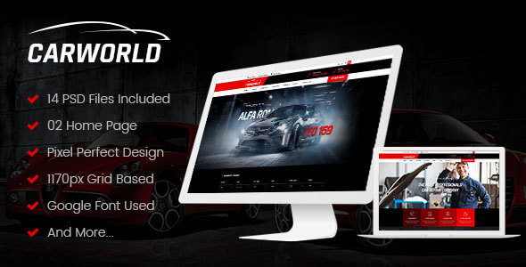 CarWorld Vehicle PSD Website Template
