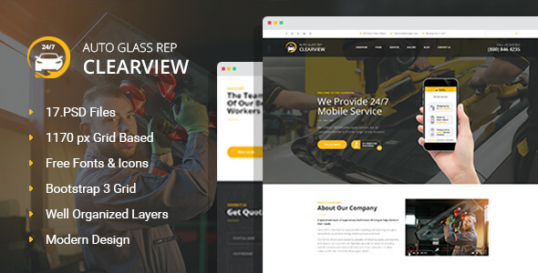 ClearView Vehicle PSD Website Template