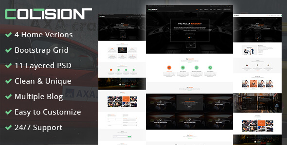 Collision Vehicle PSD Website Template