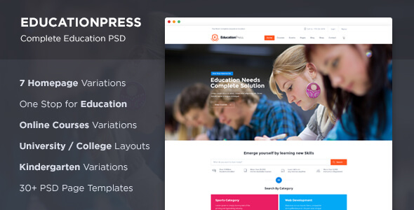 Education PSD Website Templates