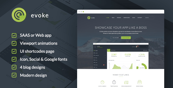 Evoke App Showcase WordPress Theme