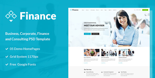 Finance Corporate PSD Website Template