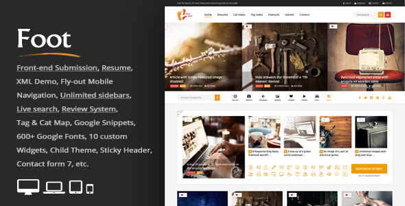 Foot Pinterest WordPress Theme