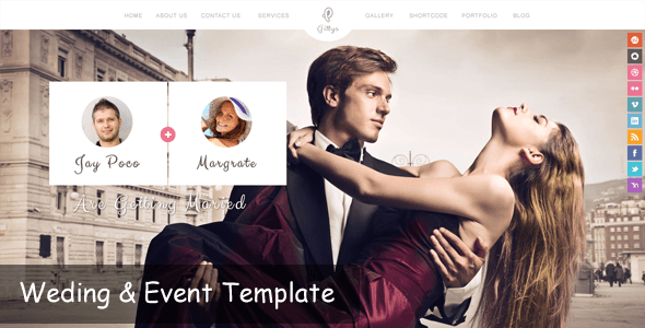 Gittys Wedding PSD Website Template