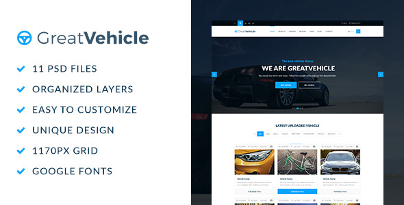 GreatVehicle Vehicle PSD Website Template