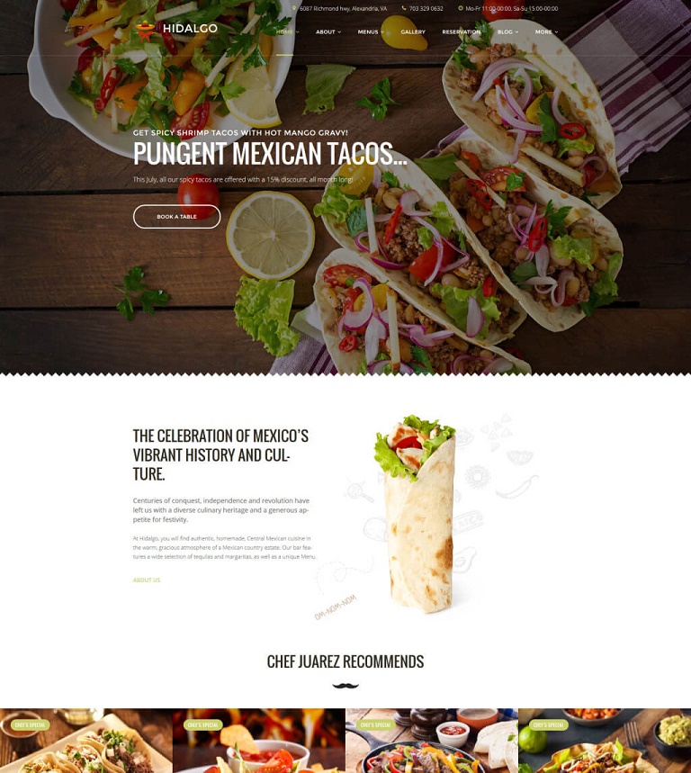 Hidalgo Restaurant WordPress Theme