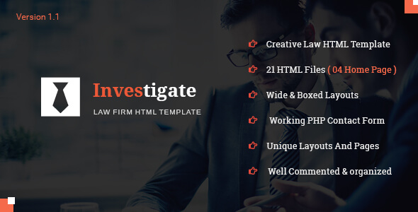 Investigate Lawyer HTML Website Template