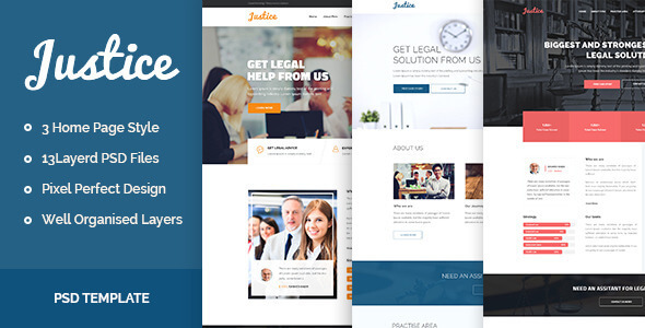 JUSTICE Lawyer PSD Website Template