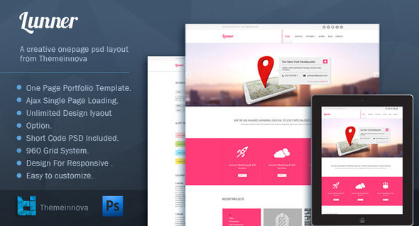 Lunner One Page PSD Website Template