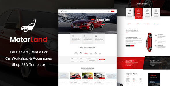 MOTORLAND Vehicle PSD Website Template