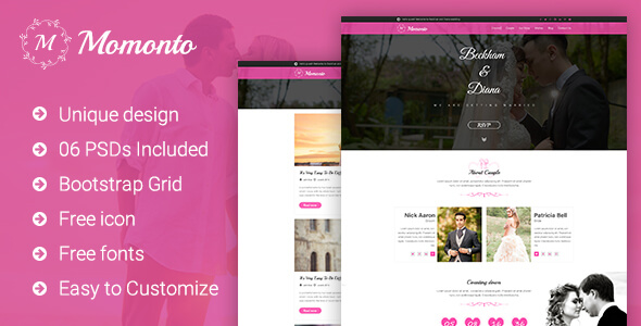 Momonto Wedding PSD Website Template