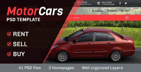 MotorCars Vehicle PSD Website Template