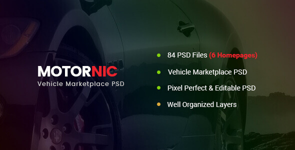 MotorNic Vehicle PSD Website Template