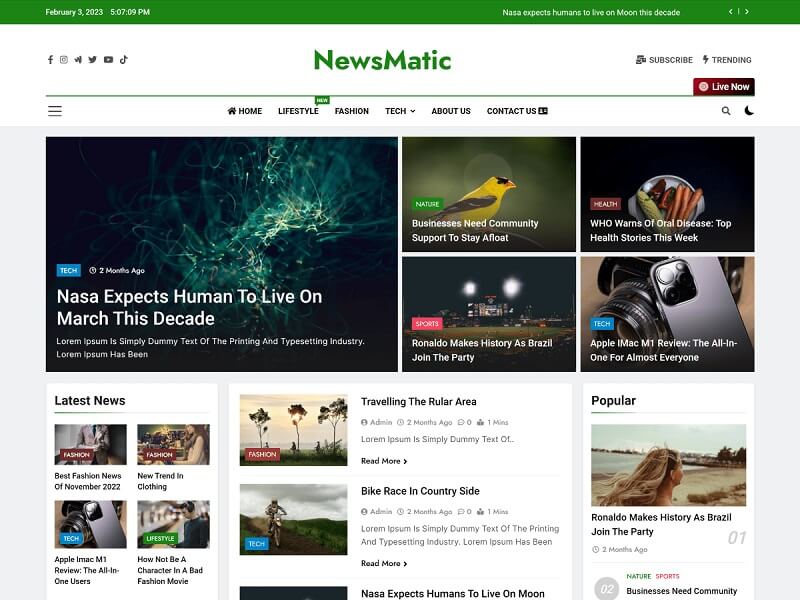Newsmatic: Mobile Ready WordPress Theme