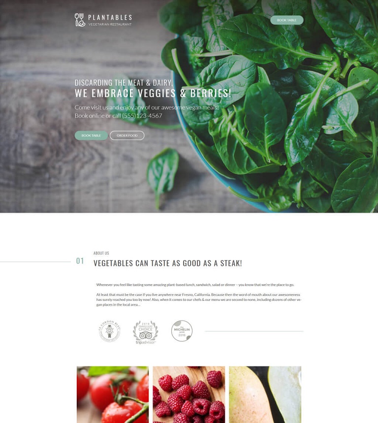 Plantables Restaurant WordPress Theme