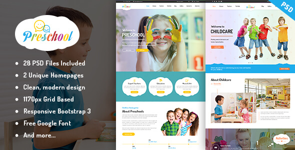 Preschool Education PSD Website Template