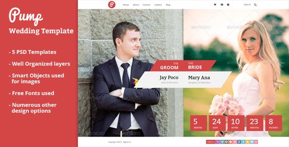 Pump Wedding PSD Website Template