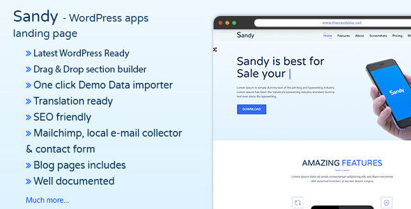 Sandy App Showcase WordPress Theme