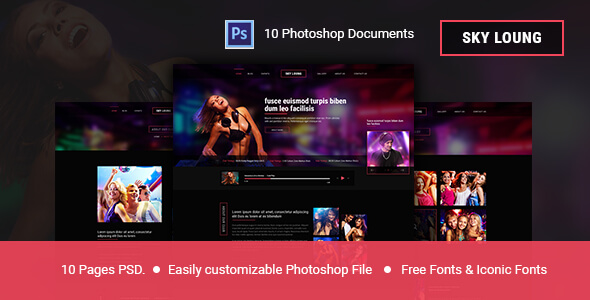 Sky Loung Night Club PSD Website Template