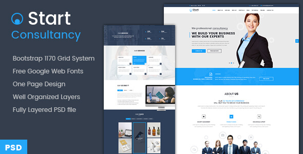 Start One Page PSD Website Template