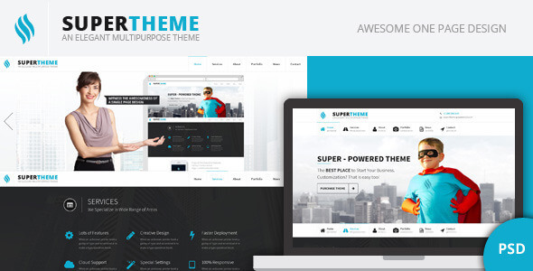 Super One Page PSD Website Template
