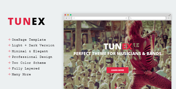 TUNEX Music PSD Website Template