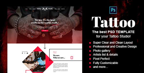 Tattoo Art PSD Website Template