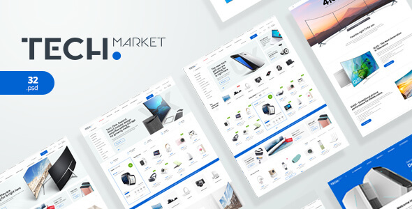 TechMarket Ecommerce PSD Website Template