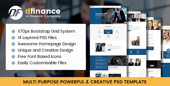 dFinance Popular PSD Website Template