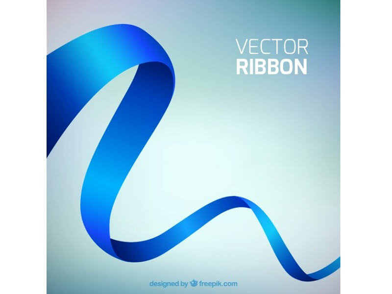 Curved Ribbon in Blue Color