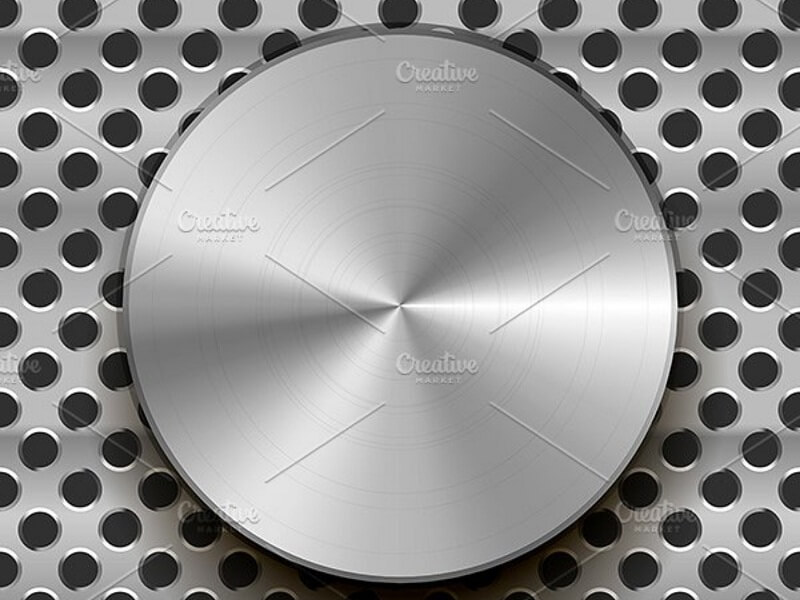 Glossy metal knob with shadow: Volume Audio Knob PSD