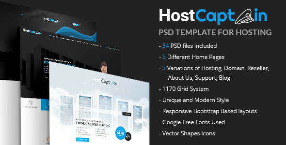 HostCaptain Hosting PSD Website Template
