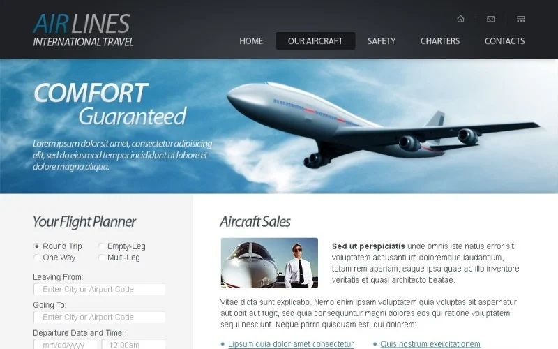 Airlines Free HTML Template