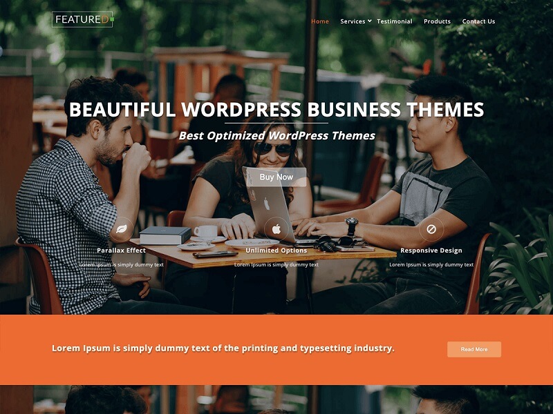 Featuredlite: Free Parallax WordPress Themes