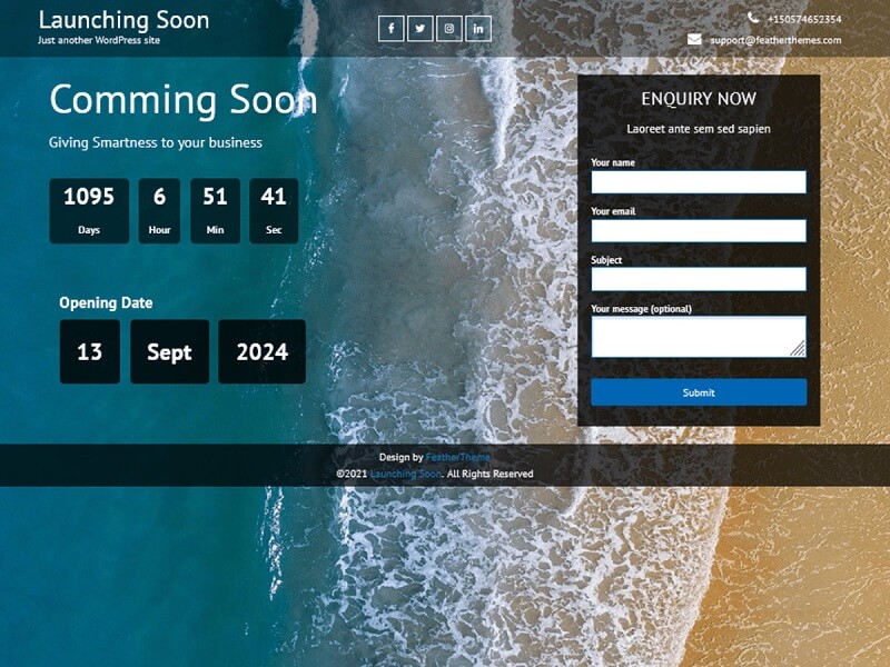 Launching Soon Lite: Coming Soon WordPress Theme Free