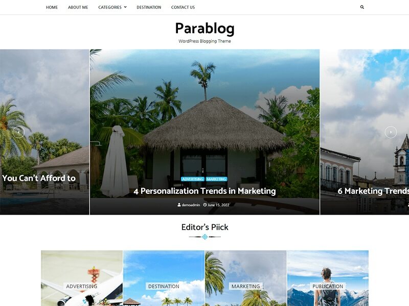 Parablog: Free Parallax WordPress Themes