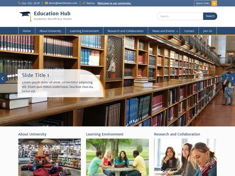 Education Hub: Free School WordPress Themes